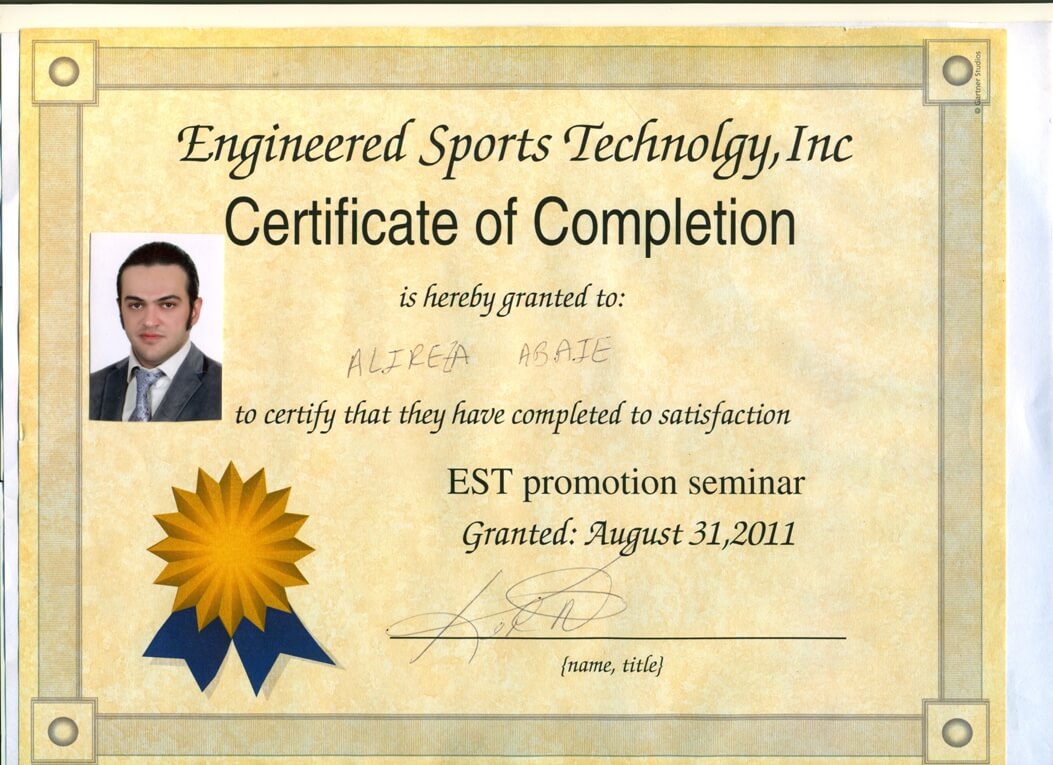 گواهینامه تکنیک ومهندسی در طراحی تمرین از کمپانی EST